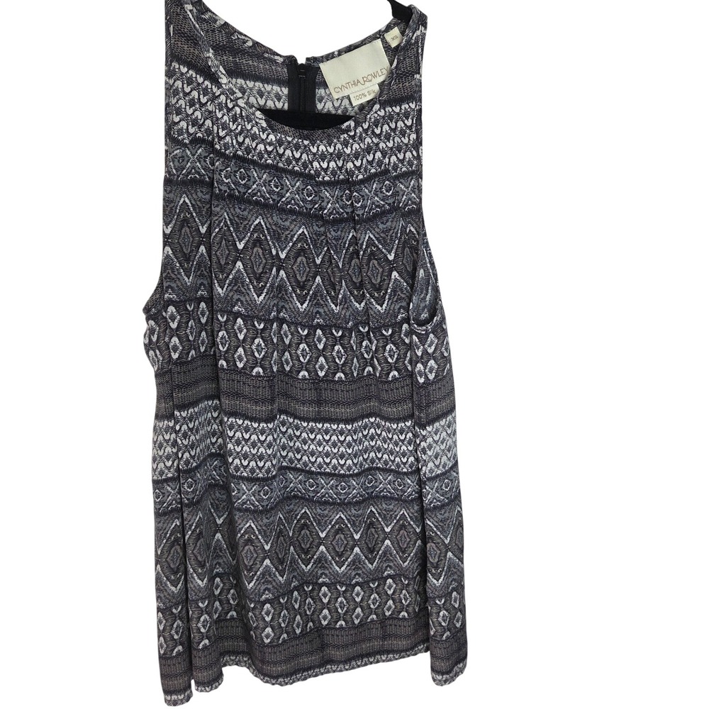 Cynthia Rowley Silk Sleeveless Blouse Pleated Boho Geometric Print Womens XS